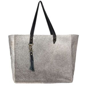 NWT The Kimmy ALL Cowhide Weekender Bag in Grey Hide